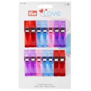 Prym Love Clip per Tessuto, 14 pezzi, 55mm, in vari colori, alternativa pratica agli spilli.