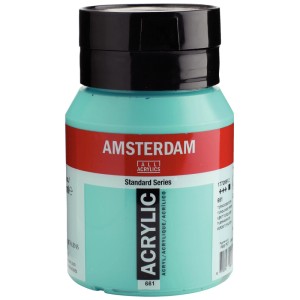Amsterdam Colore acrilico verde turchese, flacone da 500ml, serie Standard.