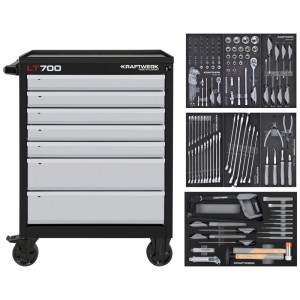 Servante d'atelier Kraftwerk LT700 avec 7 tiroirs et assortiment d'outils.