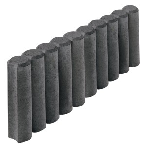 Bordure de jardin en palissade ronde anthracite (50x25x6 cm).