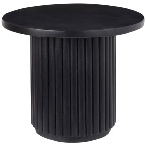 Table basse noire Beliani Lemont en bois de manguier, plateau rond Ø 50 cm.