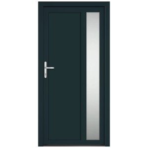 Porte multi-usage Roro Midland, porte d'entrée latérale anthracite avec insert en verre, à gauche.