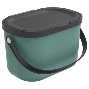 Rotho Bioabfallbehälter Albula, 3,2 l, Mistletoe Green, mit Deckel und Tragegriff.