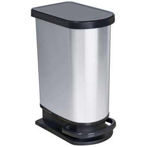 Rotho Paso Treteimer Edelstahl 50L: Mülleimer mit Trittfunktion und geruchsdichtem Deckel.