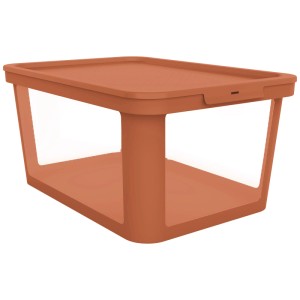 Rotho Albris Aufbewahrungsbox 45L in Coral Clay: Kunststoffbox mit Deckel, stapelbar.