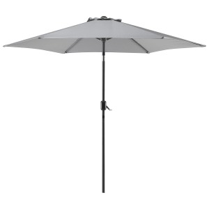 Beliani Sonnenschirm Varese, dunkelgrau, Ø 270 cm. Sechseckiger Marktschirm mit Kurbelmechanismus.