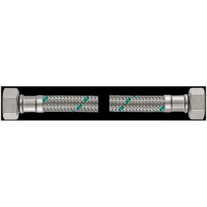 Tuyau blindé Flexo DN10, 80 cm, avec tresse en acier inoxydable et filetage femelle 1/2 pouce.