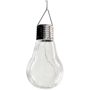 Transparente LED-Solarleuchte im Glühlampen-Design zum Aufhängen für Garten & Balkon.