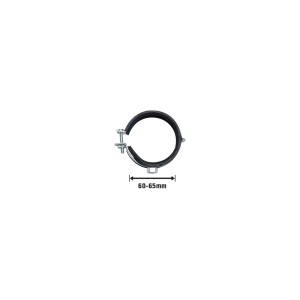 Collare di supporto insonorizzato, Ø 60-65 mm, in acciaio zincato con inserto in gomma per fissaggio tubi.