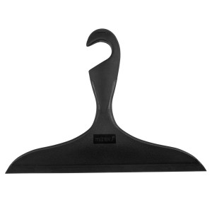 Wenko Raclette de salle de bain Loano, noire, avec crochet de suspension.