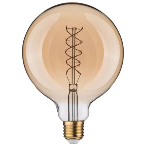 Lampadina LED Paulmann G125 dimmerabile, vetro dorato con filamento a spirale. Lampada LED E27 vintage.