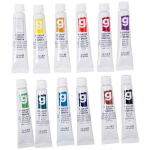 12er Set I Am Creative Gouache-Farben (12 ml Tuben) für Künstlerbedarf.