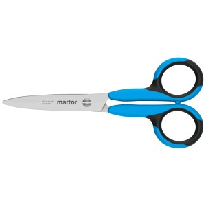 Forbici di sicurezza Martor Secuplus 363, acciaio inox, blu e nero. Forbici di precisione per tagli delicati.