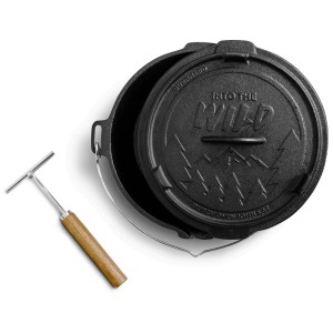 Burnhard Dutch Oven aus Gusseisen, 5,6 l, mit Deckel und Deckelheber.