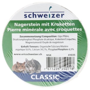 Eric Schweizer Nagerstein avec Croquettes, pierre minérale pour rongeurs pour soutenir la structure osseuse et la santé dentaire.