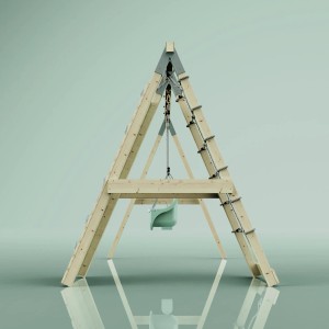 Portique d'escalade PolarPlay Kuckuck vert menthe avec balançoire pour enfants.