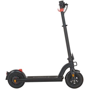 Schwarzer Prophete E-Scooter Urbanicer 10 mit Luftreifen und rotem Detail.