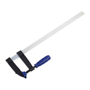 Serre-joint à vis LUX Classic, 500x120mm, outil de serrage avec broche en acier et poignée bleue.