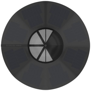 Vue de dessus du chapeau solaire Ecoflow EF Noir taille X/XL : panneaux solaires sur large bord, insert en maille pour la ventilation.