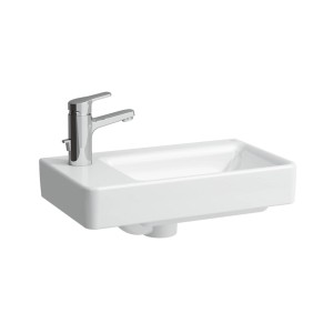 Lavabo Laufen Pro S, 48x28 cm, trou pour robinet à gauche, blanc. Idéal pour les petites salles de bain.
