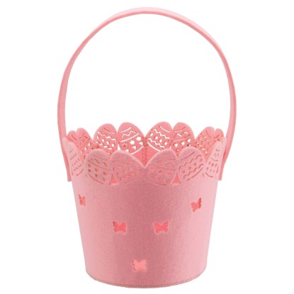 Decorazione pasquale Cestino di fiori in feltro Rosa 16,5 cm