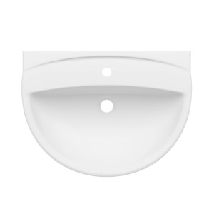 Lavabo baliv bianco 60 cm con rubinetto e sifone per montaggio a parete.