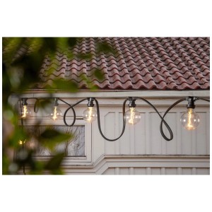 Guirlande lumineuse Star Trading Connecta avec douilles E27, câble noir, usage extérieur.