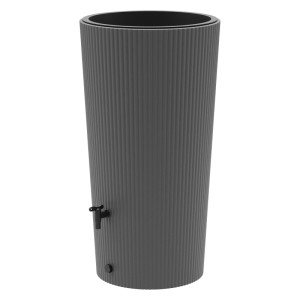Barile per acqua piovana Wave 2in1 grigio con capacità 200 l, motivo a onde e rubinetto.