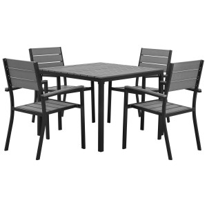 Ensemble de meubles de jardin Beliani Prato avec 4 chaises, bois artificiel gris/noir