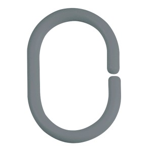 Grauer Duschring C-Minor von Spirella, 12er-Set für Duschstangen.