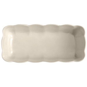 Teglia da forno beige Emile Henry Madeleine, stampo per pane con bordo ondulato, 9x29x13 cm.