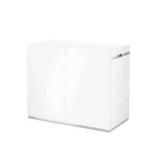 Meuble bas blanc Oase ScaperLine, 81x50x100 cm, pour aquarium. Design minimaliste avec deux portes.