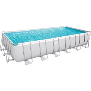 Piscina rettangolare Bestway Power Steel, 132x732x366 cm. Piscina con struttura in acciaio e acqua blu.