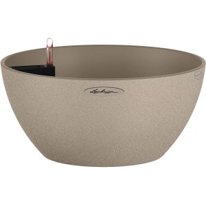 Lechuza Cubeto Stone 30 pot de fleurs beige sable, Ø 30 cm, avec système d'arrosage.