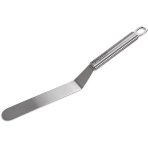 Städter Winkelpalette aus mattem Edelstahl, 32,5 cm, mit abgewinkelter Klinge und Aufhängeöse. Küchenhelfer.