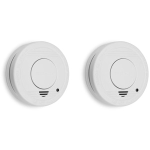 Deux détecteurs de fumée Smartwares RM250 blancs en lot de 2 pour la protection incendie. Ronds, avec bouton test.