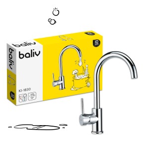 Miscelatore monocomando baliv KI-1830 cromato, con bocca alta e curva.