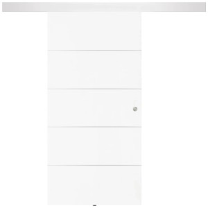 Set porta scorrevole in legno bianco Monviso con maniglia, 180x212cm. Porta scorrevole salvaspazio.