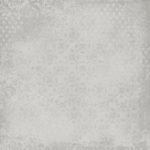 Piastrella da pavimento in gres porcellanato Stormy White, 59,8x59,8 cm, finitura opaca con motivo delicato.