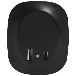 Luce notturna da presa Osram Lunetta Edge nera con porta USB-A e USB-C.