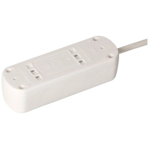Bloc multiprise blanc Basic Line avec 3 prises de type 13 et trous de fixation.
