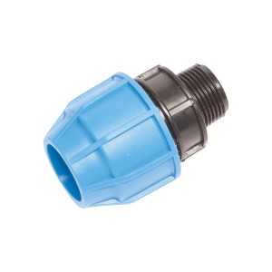 Raccord LUX-TOOLS pour tubes PE, 32 mm x 33,3 mm (R 1), bleu et noir.