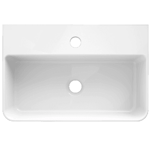 Lavabo Domberg DB2005, 46x30,5 cm, blanc, design slimline, pour montage mural ou à poser.