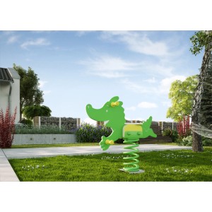 Weka Gioco a molla Tabaluga: Altalena a forma di drago verde e gialla per bambini.