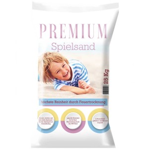 Sac de sable de jeu Premium, séché au feu, beige, 25 kg. Enfant dans le sable.