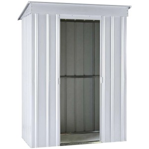 Casetta da giardino in metallo argentato (178x140x82cm) con porte scorrevoli per attrezzi.