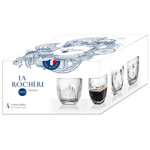 La Rochere Bicchieri da espresso, set da 4, trasparenti, con vari motivi nella scatola.