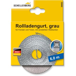 Sangle de volet roulant Schellenberg Maxi, 23 mm de large, 6 m de long, grise.
