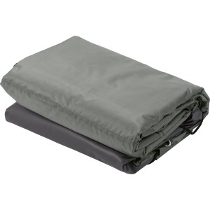 Copertura grigia per mobili lounge, 265x250x90 cm, con cerniere, per protezione dagli agenti atmosferici.