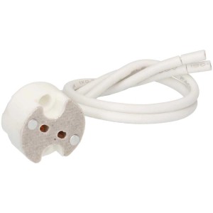 Douille halogène blanche pour culot G4/G5.3/G6.35 avec câble de 140mm pour installation de lampe.